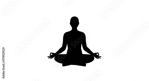 A silhouette of a person meditating in lotus position hands in mudra