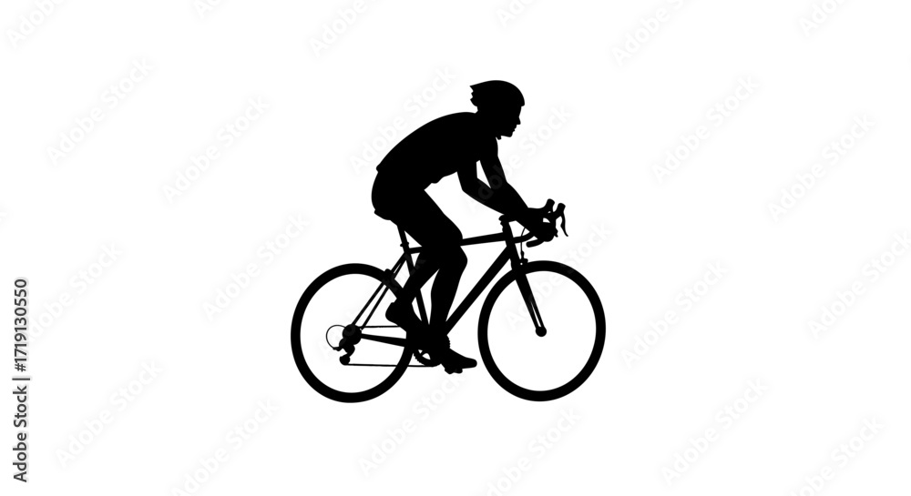 Fototapeta premium Silhouette of a cyclist on a racing bicycle against a white background