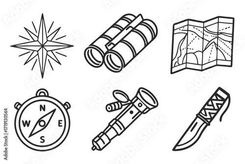 Hand drawn vector doodle cartoon illustration of a school education icon set with a pencil, paper, and other tools