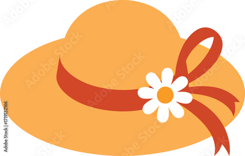 Chic summer sun hat with daisy ribbon for fashion and travel vector