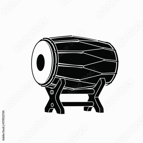 Traditional Drum on Stand Percussion Musical Instrument Silhouette