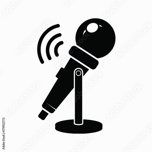 Classic Microphone Symbol for Audio Recording and Broadcasting Performances