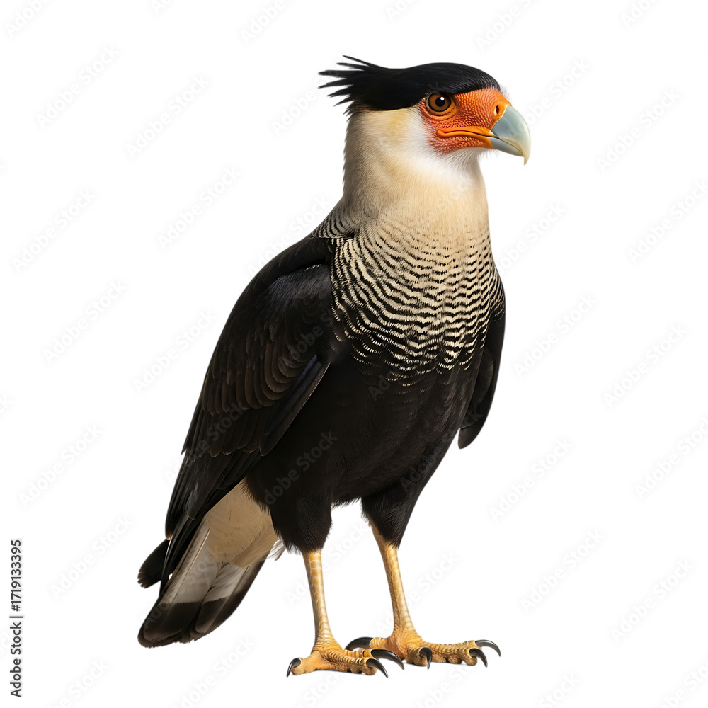 Obraz premium Northern caracara bird with distinctive crest isolated on transparent background