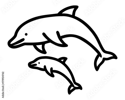 Dolphin jumping vector illustration isolated on white background
