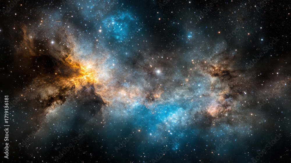 Obraz premium Colorful nebula clouds in galaxy filled with stars create stunning cosmic view