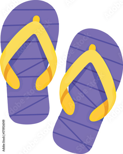 Vibrant purple flip flops summer beach footwear vector