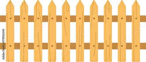 Wooden picket fence section rustic outdoor border element vector