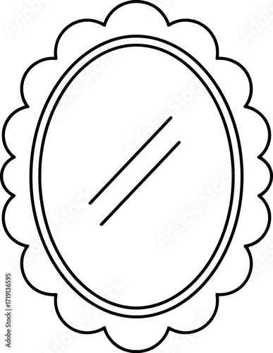 Elegant oval mirror outline simple decorative frame vector