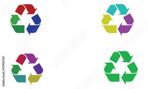 Colorful recycle arrows eco friendly icon illustration