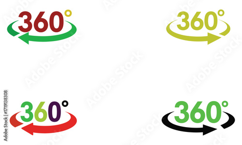 Colorful 360 degree rotation arrow icon illustration
