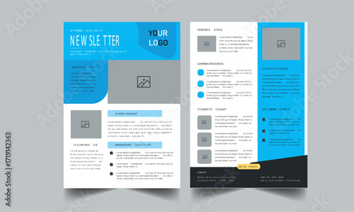 A4 Modern Blue Yellow Education Newsletter