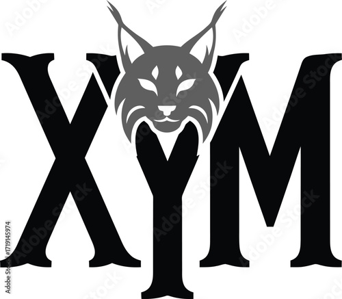 Lynx head logo with bold x y m letters