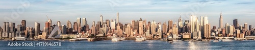Wide panoramic of midtown Manhattan skyline, New York city