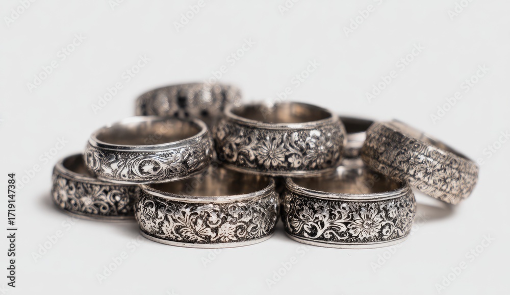 custom made wallpaper toronto digitalStack of ornate silver rings