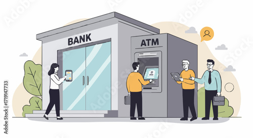 Vector illustration banking and atm service