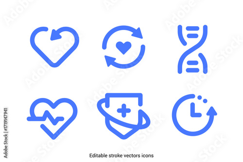 Longevity and Healthspan app logo icon, healthcare and wellness technology concept