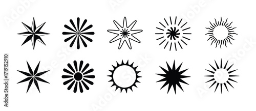 Collection of Black and White Starburst and Sunburst Icons