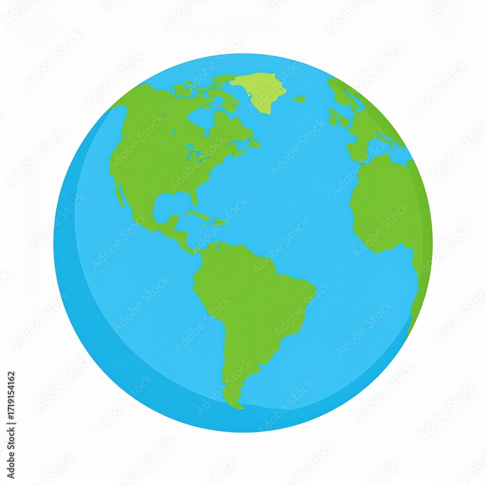 Naklejka premium Simple cartoon illustration of Earth, showing North and South America.