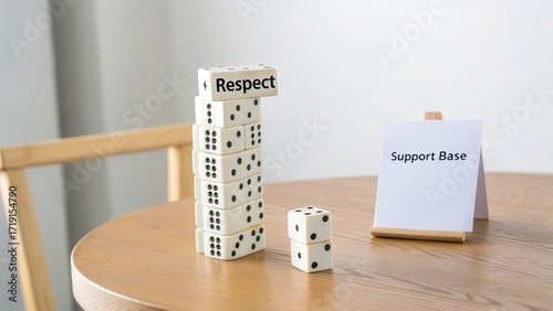 Wallpaper Mural Building Respect with Dice on a Table beside Support Base Sign Torontodigital.ca