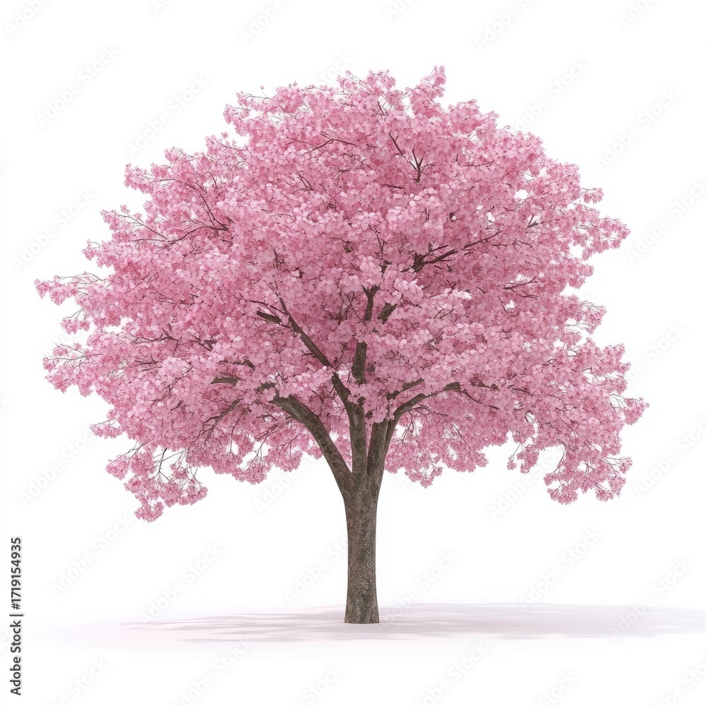 Fototapeta premium Pink blossom tree against white (1)