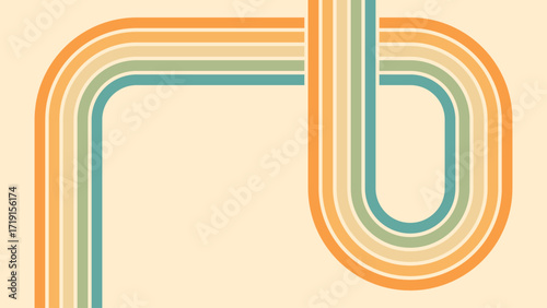 Abstract background of rainbow groovy Wavy Line design in 1970s Hippie Retro style. Vector pattern ready to use for cloth, textile, wrap and other.