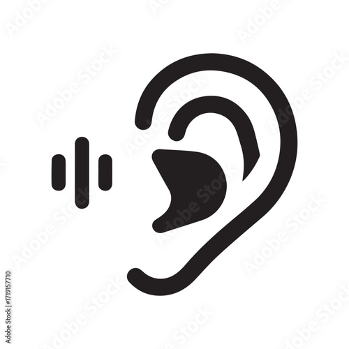 Digital ear logo representing modern hearing technology and sound data analysis