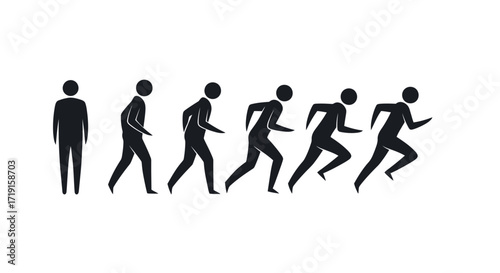 Human Figure Movement Progression from Standing to Running. Vector Illustrations. EPS Editable