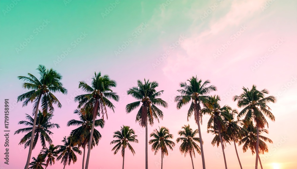 Fototapeta premium Palm trees at sunset (1)