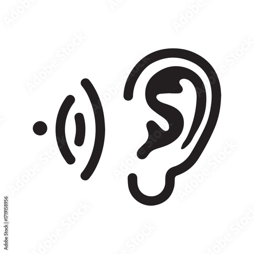 Tech ear icon perfect for Bluetooth hearing aids and sound connectivity brands