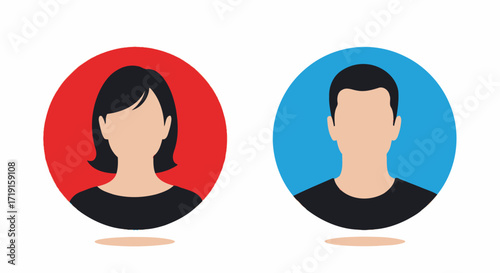 Male and female user profile avatar icons set flat design vector illustration. Vector Illustrations. EPS Editable