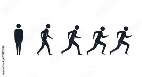 Man walking and running motion sequence silhouette vector illustration. Vector Illustrations. EPS Editable