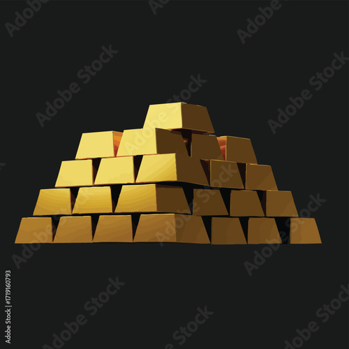 A substantial pyramid of gleaming gold bars, meticulously arranged and illuminated, powerfully symbolizing immense wealth, prosperity, and financial security.