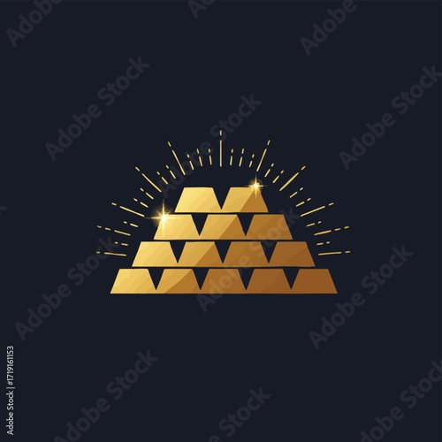 An exquisite illustration of stacked gold bars, radiating brilliance, symbolizes profound financial prosperity, valuable investment, and ultimate success.
