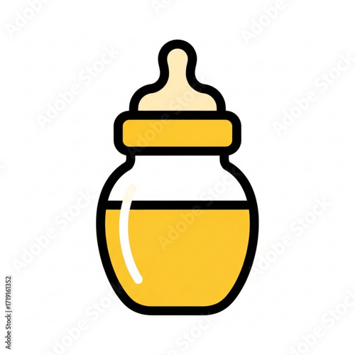Vector art of baby bottle with yellow liquid