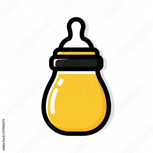 Vector art of baby bottle with yellow liquid
