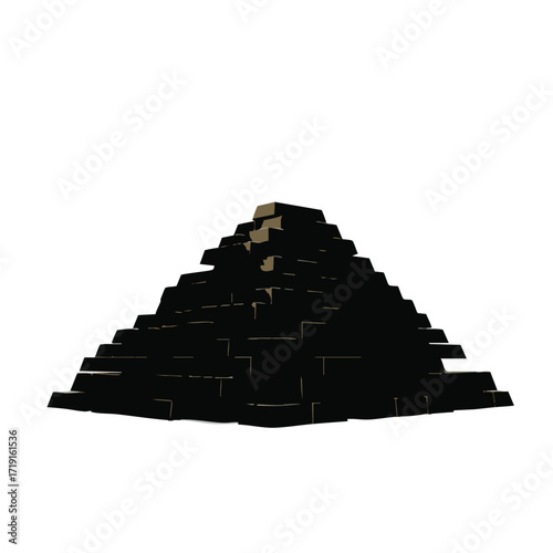 A captivating graphic illustration depicts a dark, stepped pyramid structure, evoking the grandeur of ancient architectural wonders and mysterious historical monuments.
