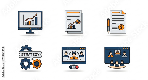 Business Icon Set Professional Icons for Strategy, Finance, and Meetings