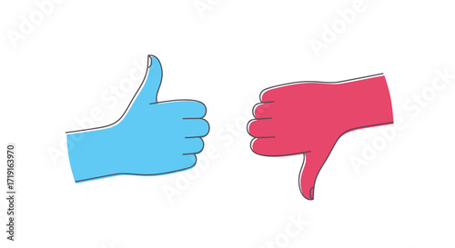 Thumbs Up and Thumbs Down Hand Gestures Illustration. Vector Illustrations. EPS Editable