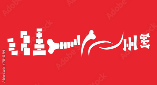 Unique Bone Typography Art on a Vibrant Red Background. Vector Illustrations. EPS Editable