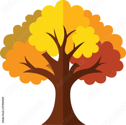 Vibrant autumn oak tree illustration scalable vector graphic for seasonal design