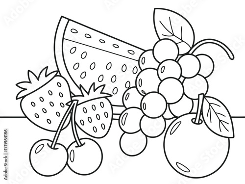 Fresh fruit assortment vector illustration scalable eps line art for general use silhouette vector illustration white background