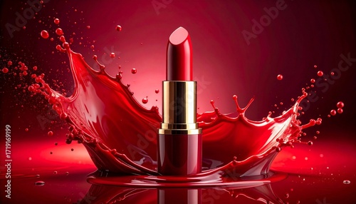 red lipstick on a red  background