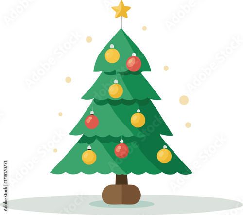Festive vector christmas tree illustration with vintage ornaments scalable eps