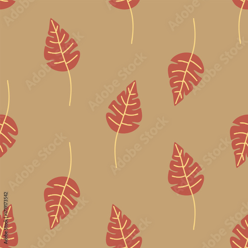 Autumn red leaf seamless background