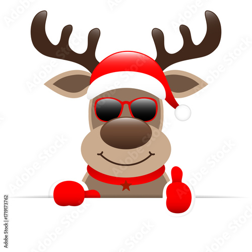 Rentier Sonnenbrille Horizontales Banner Daumen Hoch