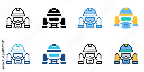 Personal Protective Equipment icon set multiple style collection 

