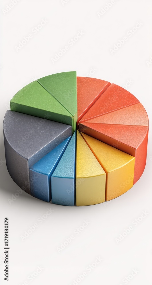 Obraz premium Colorful 3D pie chart with 12 segments