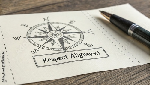 Compass Illustration with Message on Respect and Alignment in Life