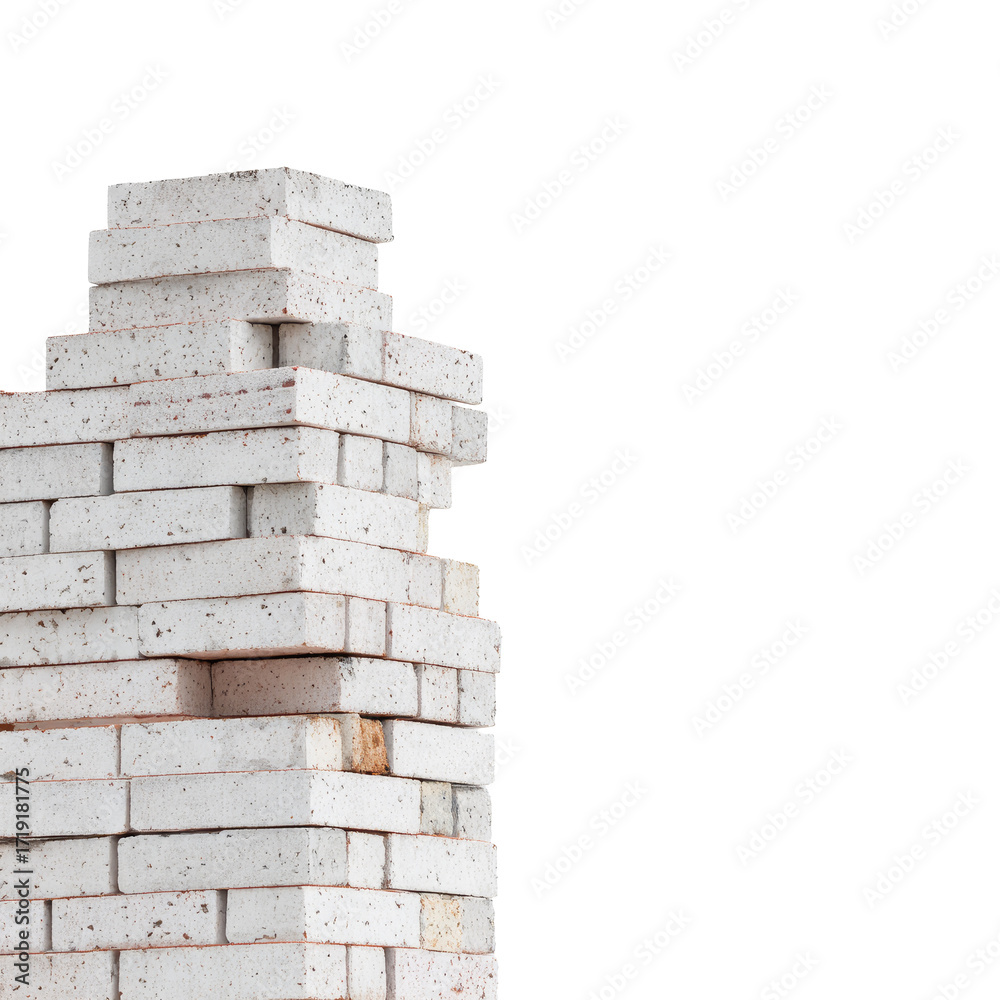 Fototapeta premium Stacked white bricks, building materials