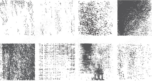 Vector grunge texture pack with distressed paint and concrete overlays. Urban grunge overlay texture collection with spray drops and ink splatters. 